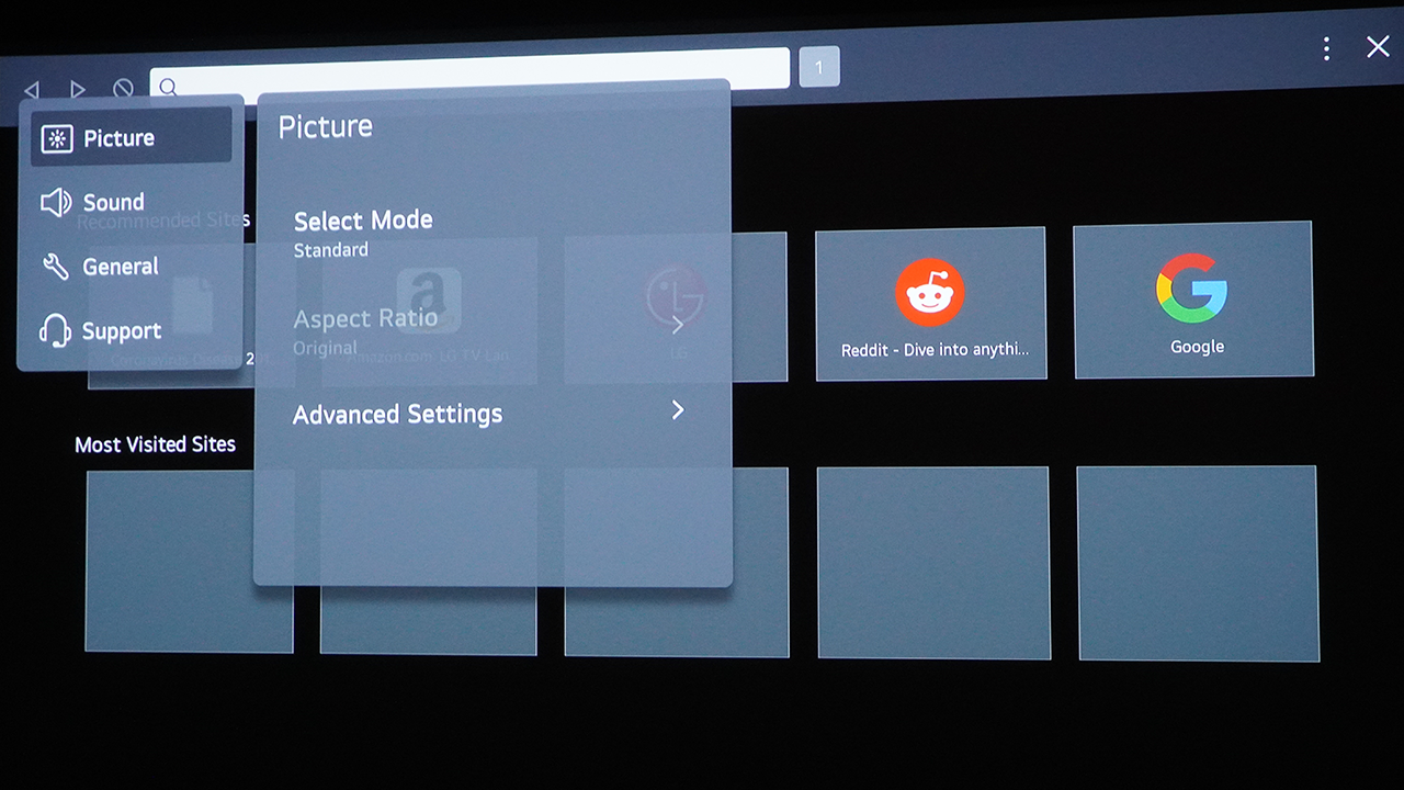 Lg Pu700R Projector Menu - Projector Reviews - Image